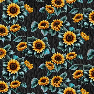 TECIDO TRICOLINE DIGITAL 100% ALGODÃO  ESTAMPADO FLORES MÉDIAS| GIRASSOL 0,50cm X 1,50m | 93096C01