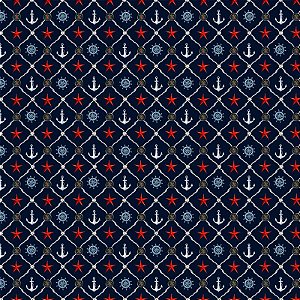 TECIDO TRICOLINE DIGITAL 100% ALGODÃO  ESTAMPADO NAUTICO 0,50cm X 1,50m | 93295C01