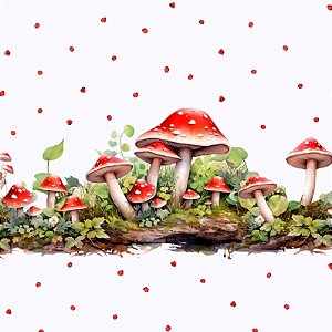 SARJA DIGITAL 100% ALGODÃO ESTAMPADA IMPERMEÁVEL COGUMELO 0,50cm X 1,70m | PM045S01