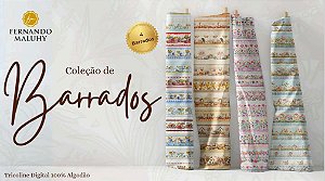 TRICOLINE DIGITAL 100% ALGODÃO BARRADO ESTAMPADA FLORES PEQUENAS 55cm x 1,50m | 93379C01