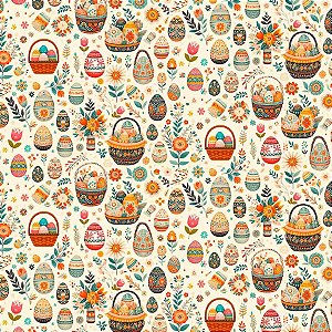 TRICOLINE DIGITAL 100% ALGODÃO ESTAMPADA PASCOA 0,50cm X 1,50m | P0007C01