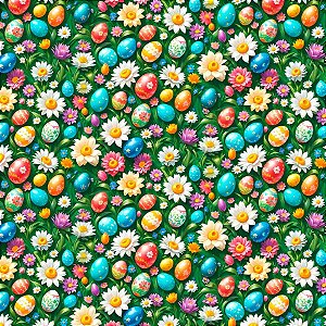 TRICOLINE DIGITAL 100% ALGODÃO ESTAMPADA  PASCOA   0,50cm  X 1,50m |  P0014C01