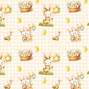 TRICOLINE DIGITAL 100% ALGODÃO ESTAMPADA ANIMAIS PASCOA   0,50cm  X 1,50m |  P0023C01
