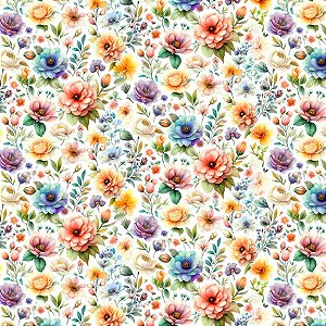 TRICOLINE DIGITAL 100% ALGODÃO ESTAMPADA 3D FLORAL PASCOA  0,50cm x 1,50m | P0017C01