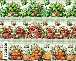 TRICOLINE DIGITAL 100% ALGODÃO ESTAMPADA BARRADO 3D FRUTAS 0,55cm x 1,50m | 93353C01