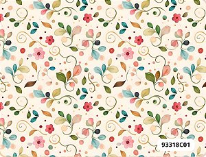 TECIDO TRICOLINE DIGITAL 100% ALGODÃO  ESTAMPADO TINY FLOWERS 0,50cm X 1,50m | 93318C01