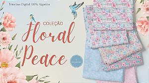 TECIDO TRICOLINE DIGITAL 100% ALGODÃO ESTAMPADO FLORAL PEACE 0,50cm X 1,50m | 93376C01