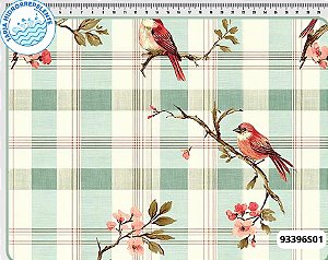 SARJA DIGITAL 100% ALGODÃO ESTAMPADO 3D  PASSARO XADREZ GRANDE 0,50cm X 1,70m | 93396S01