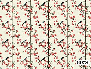 TRICOLINE DIGITAL 100% ALGODÃO ESTAMPADA 3D   PASSARO COM FLORES 0,50cm X 1,50m | 93397C01