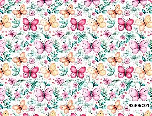 TRICOLINE DIGITAL 100% ALGODÃO ESTAMPADA 3D BORBOLETAS 0,50cm X 1,50m | 93406C01