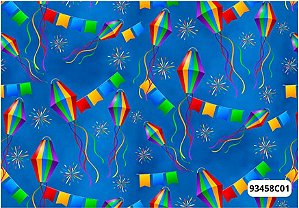 TECIDO TRICOLINE DIGITAL 100% ALGODÃO ESTAMPADO BALOES 0,50cm X 1,50m | 93458C01