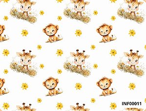 TECIDO TRICOLINE DIGITAL 100% ALGODÃO  ESTAMPADO  INFANTIL SAFÁRI 0,50cm X 1,50m | INF00011