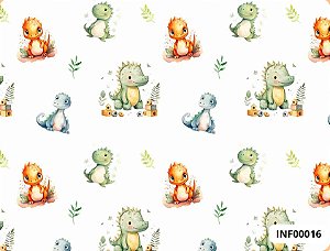 TECIDO TRICOLINE DIGITAL 100% ALGODÃO  ESTAMPADO  INFANTIL DINOSSAURO 0,50cm X 1,50m | INF00016