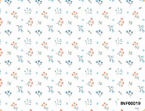 TECIDO TRICOLINE DIGITAL 100% ALGODÃO  ESTAMPADO  INFANTIL FLORES PEQUENAS 0,50cm X 1,50m | INF00019
