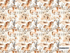 TRICOLINE DIGITAL 100% ALGODÃO ESTAMPADA  CAVALINHOS 0,50cm X 1,50m | 93402C01