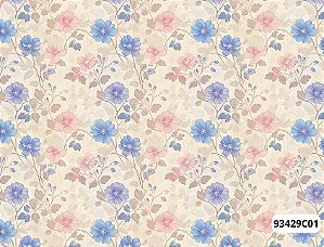 TECIDO TRICOLINE DIGITAL 100% ALGODÃO ESTAMPADO FLORAL SOLTO 0,50cm X 1,50m | 93429C01