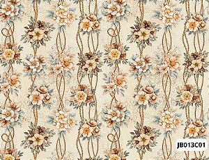 TRICOLINE DIGITAL 100% ALGODÃO ESTAMPADA FLORAL CORDA 0,50cm x 1,50m | JB013C01