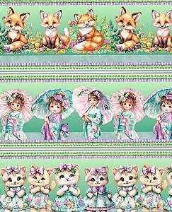 TRICOLINE DIGITAL 100% ALGODÃO ESTAMPADA BARRADO 3D ANIMAIS 0,55cm x 1,50m | CMC00104