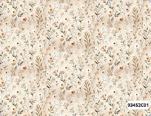 TRICOLINE DIGITAL 100% ALGODÃO ESTAMPADA RAMINHOS BEGE 0,50cm X 1,50m | 93452C01