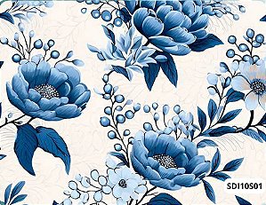 SARJA DIGITAL 100% ALGODÃO ESTAMPADA IMPERMEÁVEL FLORAL 0,50cm X 1,70m | SDI10S01