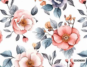 SARJA DIGITAL 100% ALGODÃO ESTAMPADA IMPERMEÁVEL FLORAL 0,50cm X 1,70m | SDI09S01