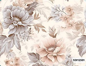 SARJA DIGITAL 100% ALGODÃO ESTAMPADA IMPERMEÁVEL FLORAL 0,50cm X 1,70m | SDI12S01