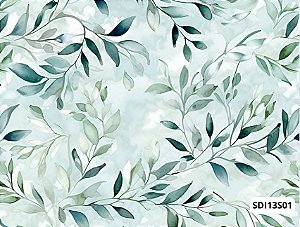 SARJA DIGITAL 100% ALGODÃO ESTAMPADA IMPERMEÁVEL RAMOS E FOLHAS 0,50cm X 1,70m | SDI13S01