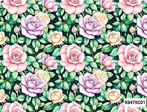 TRICOLINE DIGITAL 100% ALGODÃO ESTAMPADA ROSAS GRANDES  0,50cm X 1,50m | 93479C01