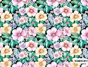 TRICOLINE DIGITAL 100% ALGODÃO ESTAMPADA FLORAL MEDIO  0,50cm X 1,50m | 93481C01