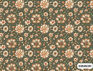 TECIDO TRICOLINE DIGITAL 100% ALGODÃO  ESTAMPADO FLORAL MANDALA 0,50cm X 1,50m | 93545C01