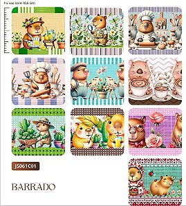 TRICOLINE DIGITAL 100% ALGODÃO ESTAMPADA BARRADO  ANIMAIS 0,55cm x 1,50m | JS061C01