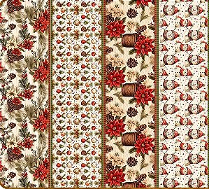 TRICOLINE DIGITAL 100% ALGODÃO ESTAMPADA NATAL BARRADO 0,55cm x 1,50m | CH000156