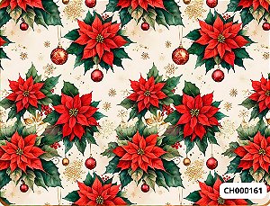 TRICOLINE DIGITAL 100% ALGODÃO ESTAMPADA NATAL BICO DE PAPAGAIO E BOLAS  0,50cm x 1,50m | CH000161