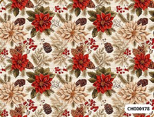 TRICOLINE DIGITAL 100% ALGODÃO ESTAMPADA NATAL BICO DE PAPAGAIO GRANDE  0,50cm x 1,50m | CH000178
