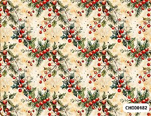 TRICOLINE DIGITAL 100% ALGODÃO ESTAMPADA NATAL BICO AZEVINHA 0,50cm x 1,50m | CH000182