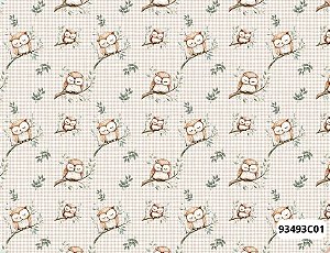 TRICOLINE DIGITAL 100% ALGODÃO ESTAMPADA  ANIMAIS CORUJA 0,50cm X 1,50m | 93493C01