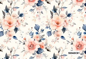 TECIDO TRICOLINE DIGITAL 100% ALGODÃO  ESTAMPADO FLORES GRANDES 0,50cm X 1,50m | 93568C01