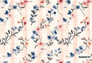 TECIDO TRICOLINE DIGITAL 100% ALGODÃO  ESTAMPADO FLORES PEQUENAS 0,50cm X 1,50m | 93569C01