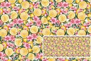 TRICOLINE DIGITAL 100% ALGODÃO ESTAMPADA LIMÃO E FLORES JUNTAS 0,50cm X 1,50m | 93604C01