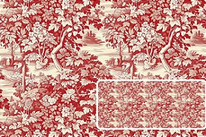 TRICOLINE DIGITAL 100% ALGODÃO ESTAMPADA  TOILE DE JOUY 0,50cm X 1,50m | 93643C01