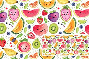 TRICOLINE DIGITAL 100% ALGODÃO BARRADOS FRUTAS COM CARINHA 0,55cm x 1,50m | 93650C01