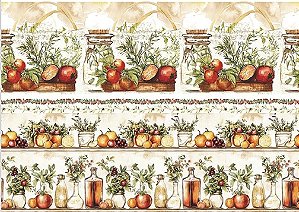 TRICOLINE DIGITAL 100% ALGODÃO BARRADO ESTAMPADA COZINHA GOURMET 0,55cm x 1,50m | 93652C01