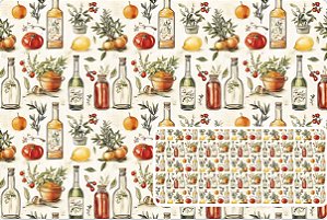 TECIDO TRICOLINE DIGITAL 100% ALGODÃO ESTAMPADA  COZINHA GOURMET 0,50cm x 1,50m | 93655C01