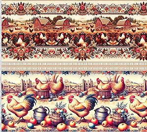 TRICOLINE DIGITAL 100% ALGODÃO ESTAMPADA BARRADO  ANIMAIS 0,55cm x 1,50m | 93616C01
