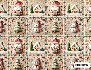TRICOLINE DIGITAL 100% ALGODÃO ESTAMPADA NATAL PATCHWORK  0,50cm x 1,50m | CH000192