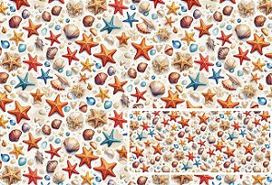 TRICOLINE DIGITAL 100% ALGODÃO ESTAMPADA  ANIMAIS FUNDO DO MAR 0,50cm X 1,50m | 93639C01