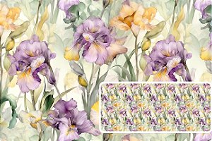 TECIDO TRICOLINE DIGITAL 100% ALGODÃO  ESTAMPADO  FLORAL IRIS 0,50cm X 1,50m | 93617C01
