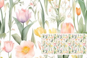 TECIDO TRICOLINE DIGITAL 100% ALGODÃO  ESTAMPADO  FLORAL TULIPAS 0,50cm X 1,50m | 93619C01