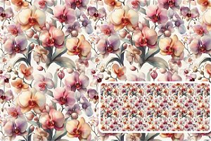 TECIDO TRICOLINE DIGITAL 100% ALGODÃO  ESTAMPADO  FLORAL ORQUIDEAS 0,50cm X 1,50m | 93621C01