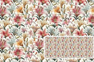 TECIDO TRICOLINE DIGITAL 100% ALGODÃO  ESTAMPADO  FLORAL LIRIOS 0,50cm X 1,50m | 93622C01